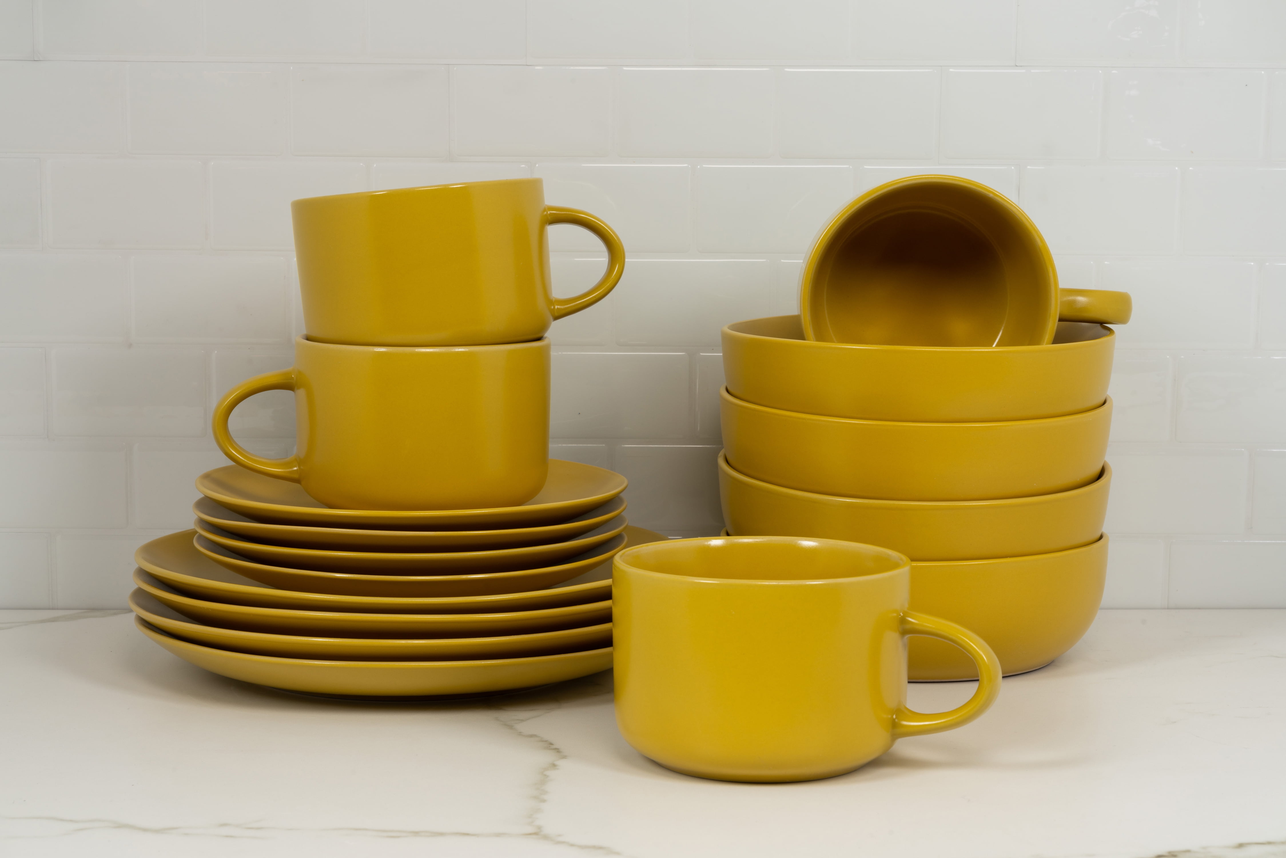 Latte Cup - Yellow-Vitrified - 16 Oz - Arswarehouse