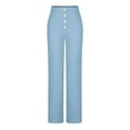 thumbnail image 4 of Wancir Girl's Flare Pants Kids High Waisted Button Multiple Pockets Yoga Bootcut Pants Full Length Bell Bottoms, 4 of 7