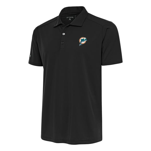 Men's Antigua Charcoal Miami Dolphins Team Logo Throwback Tribute Polo