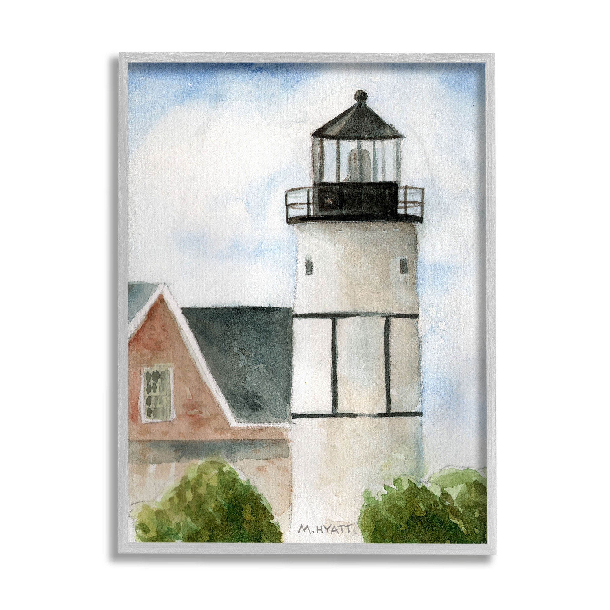 Stupell Sandy Neck Lighthouse Coastal Beach Architecture Framed Wall Art 24 x 30 Black