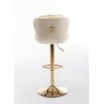 thumbnail image 4 of Set of 2 Cream Velvet Bar Stools - Adjustable Height, Golden Legs, Chrome Footrest. Kitchen & Home Bar Seating. Swivel Design, Comfortable Foam Filled. 17.3" Seat., 4 of 11