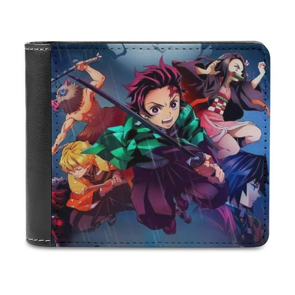 Demon Slayer Slim Bifold Wallet Purse Leather Wallets for Men Women Card Holder Wallets - Thin & Stylish