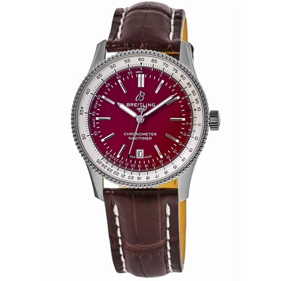 Breitling Navitimer Automatic 41 Red Dial Leather Strap Men's Watch A173265A1K1P2