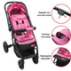 thumbnail image 3 of Carriola para Bebé Manubrio Reversible Plegable Ruedas con Freno Apto desde 0 meses Soporta hasta 18 kg - Rosa, 3 of 7