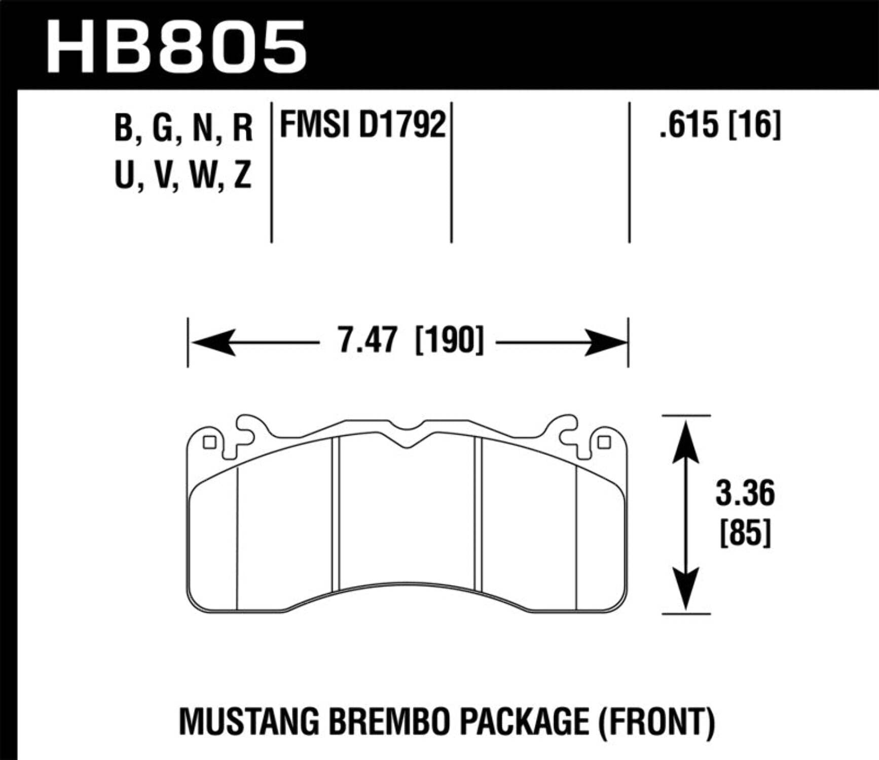 Hawk Performance HB805N.615 HP Plus Disc Brake Pad