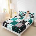 thumbnail image 4 of Manfei Teens Baseball Player Bed Sheets, Square Plaid King Sheets, Cartoon Sport Theme Sheet Set, Microfiber Bedroom Decor, 4 Pieces, 4 of 7