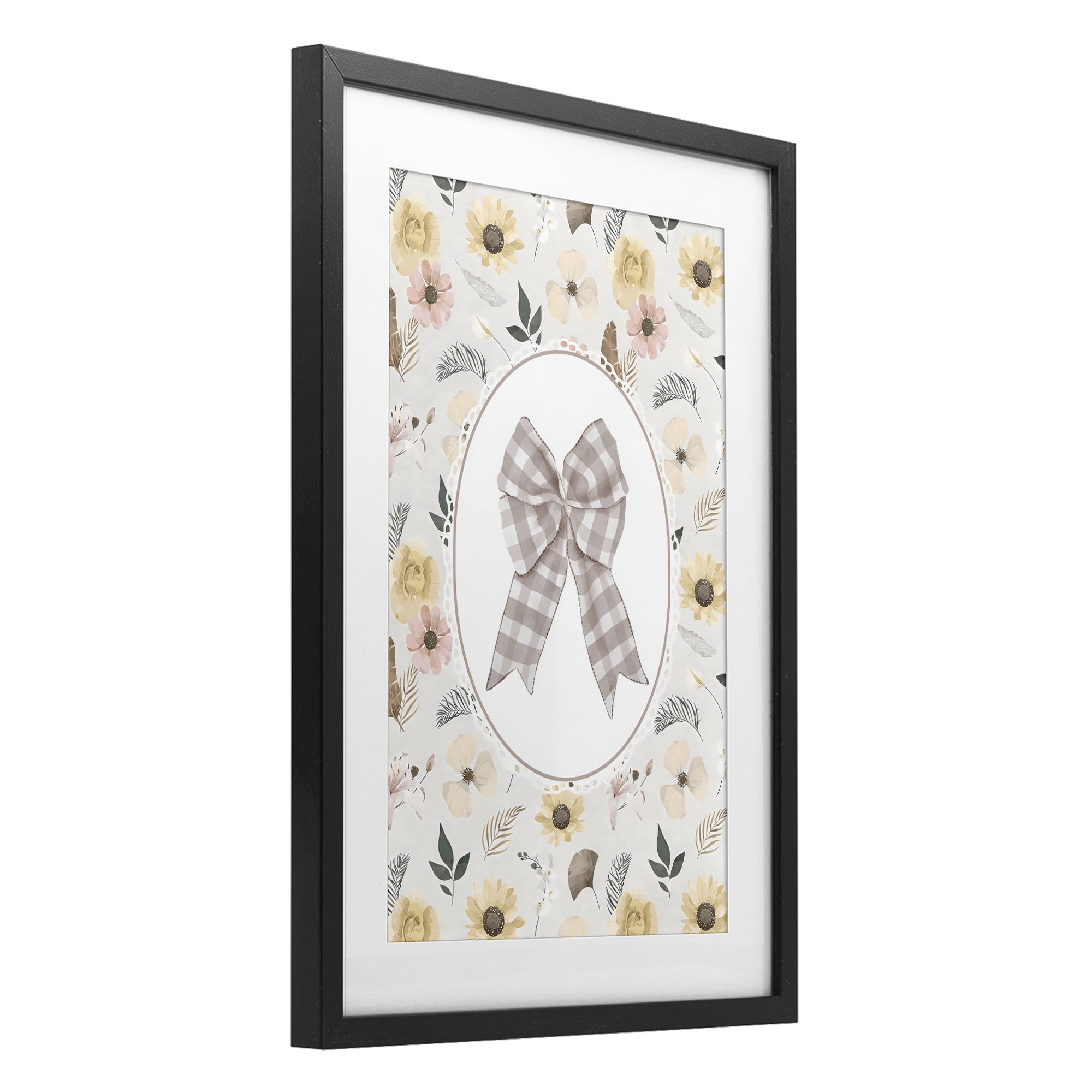 Stupell Industries Sunnyside Bow in Gingham Black Framed Print Under Glass, design by Ink Drop Loft