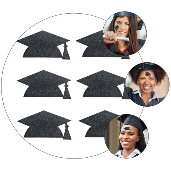 MERRYHAPY Graduation Season Hat Stickers 24Pcs Black Paper for Graduation Party and Hats