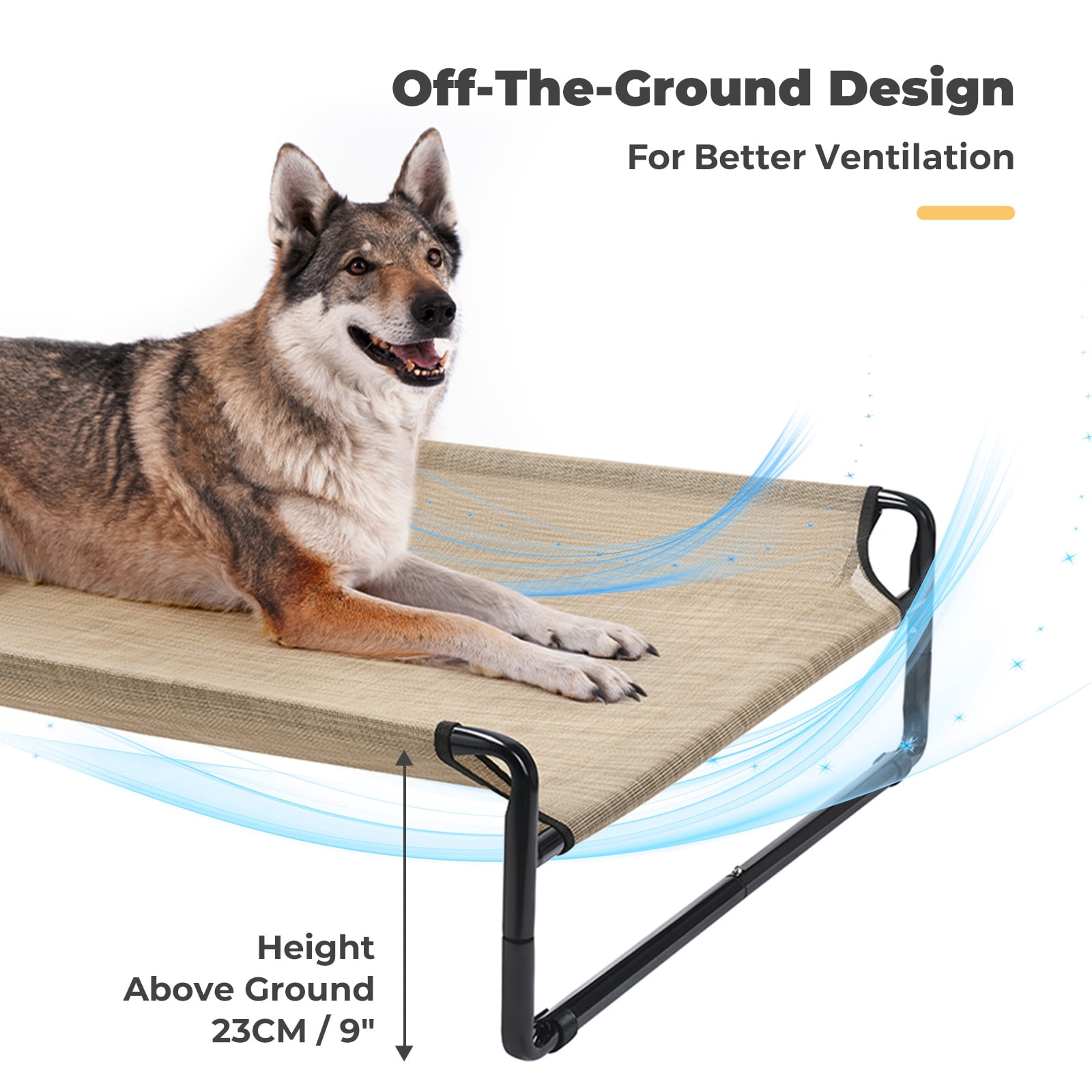 Veehoo Original Cooling Elevated Dog Bed, Raised Dog Cot with Washable Mesh, X-Large, Beige Coffee