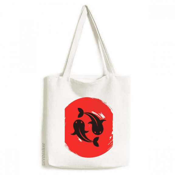fish brush japan tote canvas bag shopping satchel casual handbag