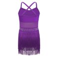 thumbnail image 7 of iiniim Girls Sparkly Rhinestone Tassel Dress Latin Jazz Ballroom Salsa Dance Leotard Fringe Skirted Purple 12, 7 of 7