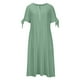 thumbnail image 4 of Vestido largo maxi liso con cuello en V, encaje recortado y volantes para mujer - Poliéster spandex ligero, favorecedor para todas las figuras, 4 of 5