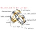 thumbnail image 4 of Fashion Gold Plated Titanium Steel Lover Ring Wedding Band Bridal Jewelry Gift, 4 of 8