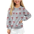 thumbnail image 2 of AGWOLF Girls Christmas Sweaters Long Sleeve Knit Kids Pullover Bow Graphic Crewneck Cute Sweater Tops for 5-15 Years, 2 of 6