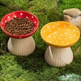 thumbnail image 3 of Mushroom Cat Bowl Resin Raised Cat Feeder Water Dish Pets Outdoor Garden Decor Gift, 3 of 5