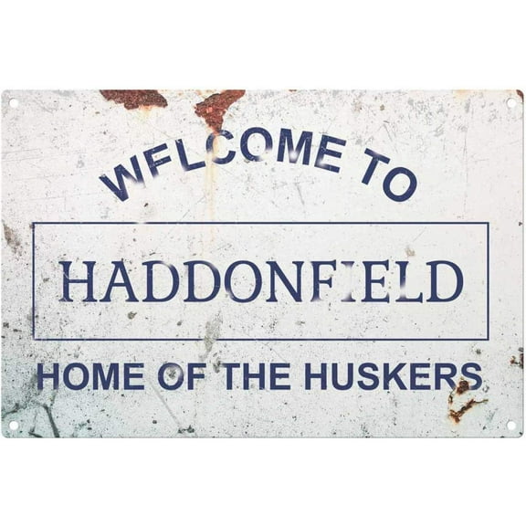 Personalized Halloween Welcome to Haddonfield Metal Sign, Home of The Huskers Funny Sign, Style Metal Sign Tin 8" X 12" inch.