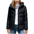 thumbnail image 2 of Bovxnpu Winter Coats for Women, Women's Down Jackets Solid Color Zip Up Cotton Coat with Pockets and Hood Stylish Casual Warm Winter Clothing, 2 of 9