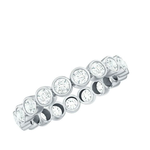 Rosec Jewels Lab Created Diamond Eternity Band (EF-VS Quality) - Bezel Eternity Ring for Valentines Day, 925 Sterling Silver, US 4.00