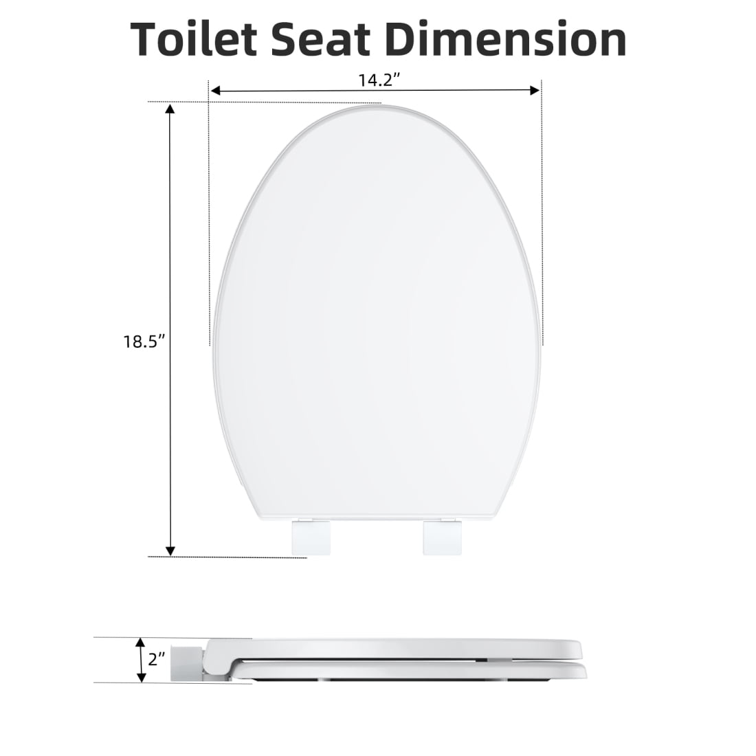 19 inch Toddler Toilet Seat with Potty Training Seat Elongated, Toilet Seat for Family Built-in Removable, Soft Close + Easy Clean, PP Safe Material, White