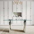 thumbnail image 5 of 63" Rectangular Clear Tempered Glass Dining Table for 4-6 People, Modern Kitchen Table with Stainless Steel Legs, Dining Table for Home Office, Living Room, 5 of 8