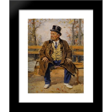 Portrait of a man sitting on a park bench 20x24 Framed Art Print by Makovsky, Vladimir