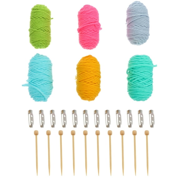 Narrster 1 Set Brooch Knitting Material Wood Knitting Needles Brooch Base Woolen Yarn