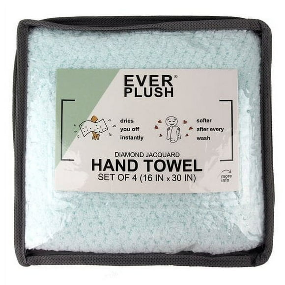 Everplush Hand Towel Set, 4 x (16 x 30 in), Spearmint, 4 Count