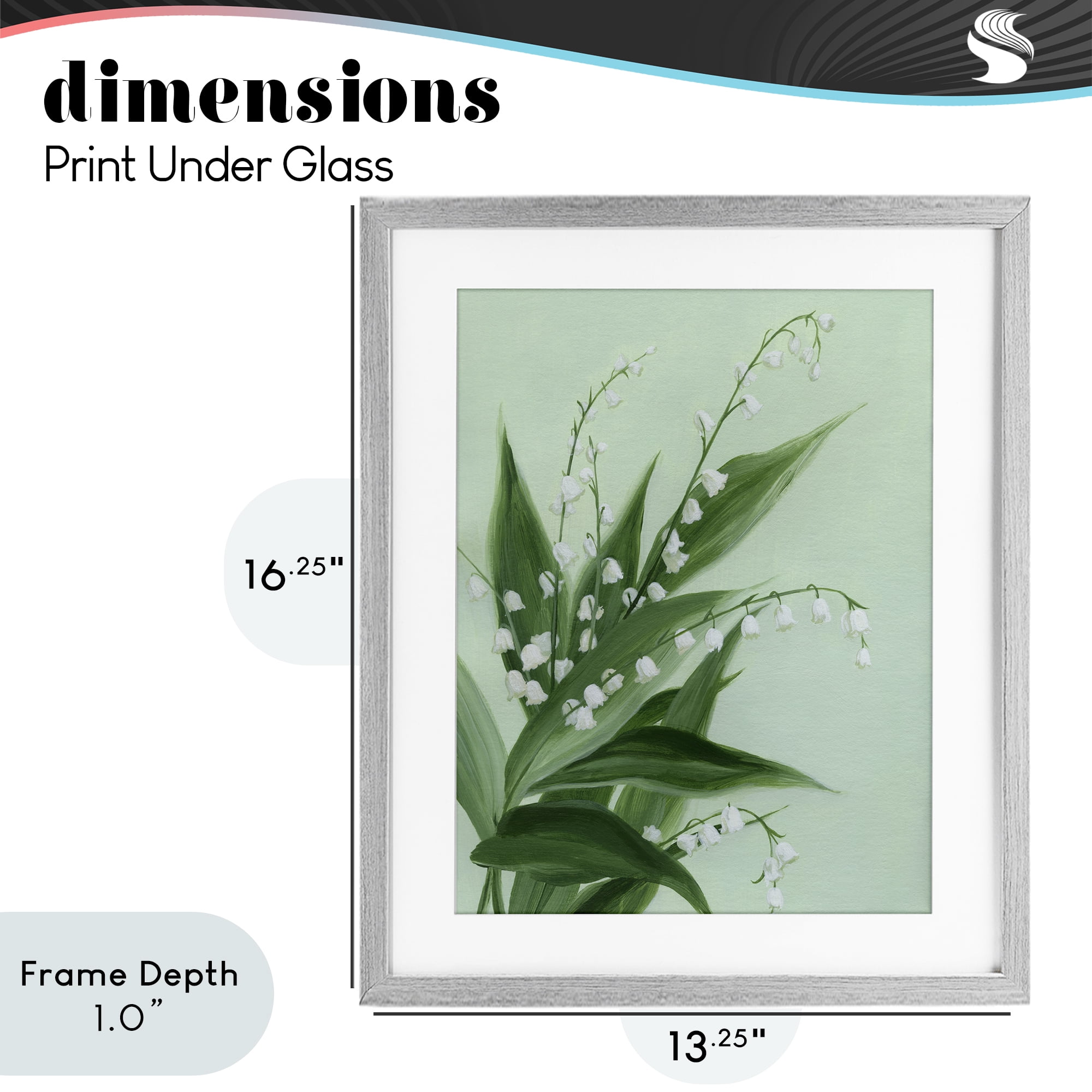 Stupell Industries Verdant Lily Of Valley Gray Framed Print Under Glass, design by Grace Popp