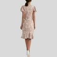 thumbnail image 5 of gcong Jacquard Dress Women Lace Floral Textured Midi Dress Puff Short Sleeve Wedding Guest Bodycon Pencil Dresses Womens Dresses 2025 Pink, 5 of 8