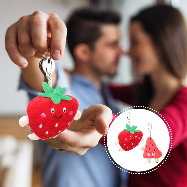 Strawberry Keychain Wristlet Cute Key Fob Strawberry Lanyard for