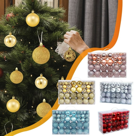 100 Pcs Christmas Xmas Tree Ball Bauble Shatterproof Hanging Home Party Ornament Decor Christmas Decorations