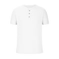 thumbnail image 3 of LYEAA Mens Tees Short Sleeve Three Buttons Crew Neck Athletic Workout Fitted Summer Pullover T-shirts Solid Training Casual Soft Comfortable Breathable Men's Tops White L, 3 of 5