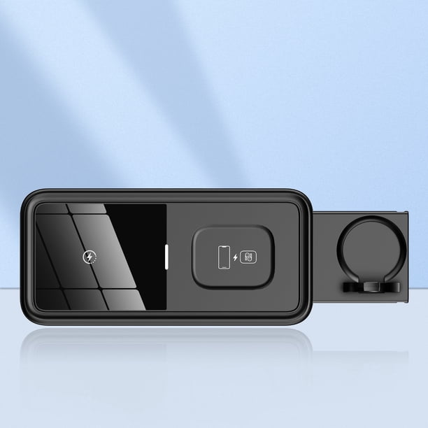 Cargador inalámbrico portátil de escritorio de 15 W, tipo prensa, para teléfono móvil, reloj, tres en uno, con cajón oculto, carga inalámbrica.