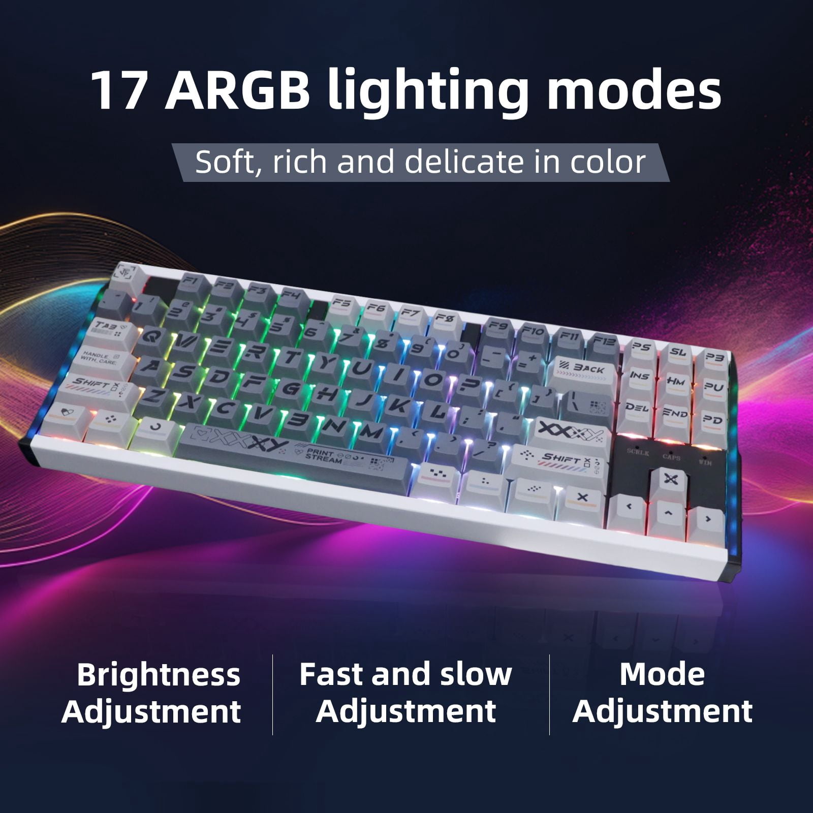 87 Keys Aluminum Mechanical Gaming Keyboard, 0.005 Precision 0.001 Low Latency, 5-Side Dye-Sub Keycaps, 17 ARGB Modes Support Win Mac VIA Customization