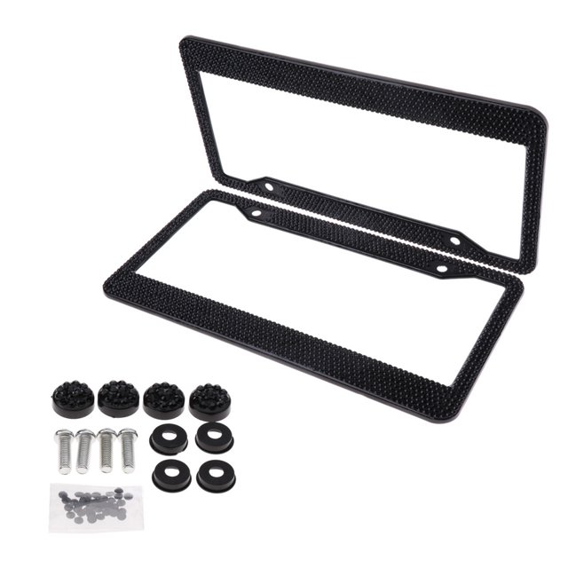 Miulika 2x 12"x6" Plate Frame Bling Rhinestone Crystal Diamond 8 Row Black