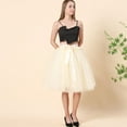 thumbnail image 4 of SWSMCLT Women's Tutu Tulle Skirt Midi Elastic Spring Bubble Skirt Halloween Skirts Mesh 4 Layers Sexy A Line Summer Cream Small-X-Large, 4 of 4