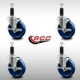 thumbnail image 2 of 5 Inch SS Solid Poly Swivel 1-1/8 Inch Expanding Stem Caster Set with Brake SCC, 2 of 2