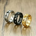 thumbnail image 5 of 7mm Silver/Gold/Black Hollow Chain Band Mens Stainless Steel Punk Ring Size 7-12, 5 of 9
