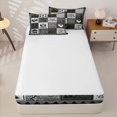 thumbnail image 4 of Erosebridal Happy Camping Zipper Twin Comforter Sets with Fitted Sheet and 2 Pillowcases, Camper Checkered Zipper Bedding Set, Gray, 4 of 7