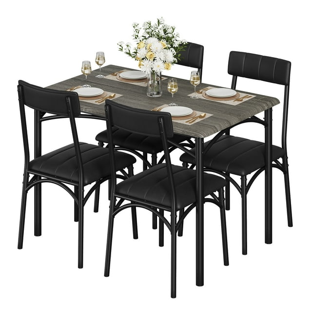 Dining Table Set for 4, Kitchen Table Set with 4 Chairs, Rectangular Dining Table Set for 4, Kitchen Table Set for Apartment, Small Space, Dining Room