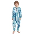 thumbnail image 2 of Soft Big Kids Onesie Pajamas Cozy Loose-Fit Jumpsuits for kids with Pockets for Christmas Lounge & Play Blue Marine Life Patterns, 2 of 8