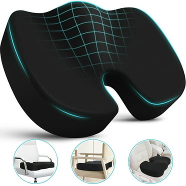 Annvchi Seat Cushion, Office Chair Cushions, Car Seat Cushion, Non-Slip Sciatica & Back Coccyx Tailbone Pain Relief Chair Pad, Memory Foam Butt Pillow for Computer Desk, Wheelchair, Driving (Black)