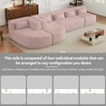 thumbnail image 2 of 144" Modular Upholstered Sofa, Free-Combined Sectional Couch with Two Curved Chaise Lounges, Five Back Pillows, Pink Boucle Fabric, Foam Seating, Modern L-Shaped Sofa for Living Room, 5 Seats, 2 of 8