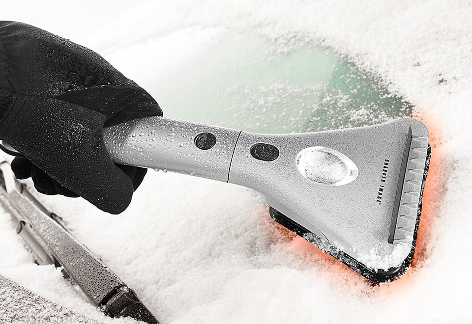 Extendable Handle Brookstone Heated Electric Windshield Scraper with LED Light