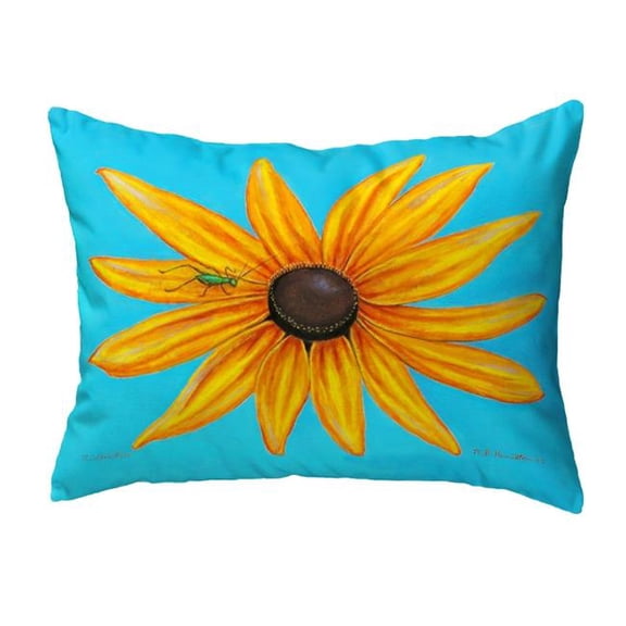 Betsydrake NC047 Black Eyed Susan on Blue Noncorded Pillow - Large