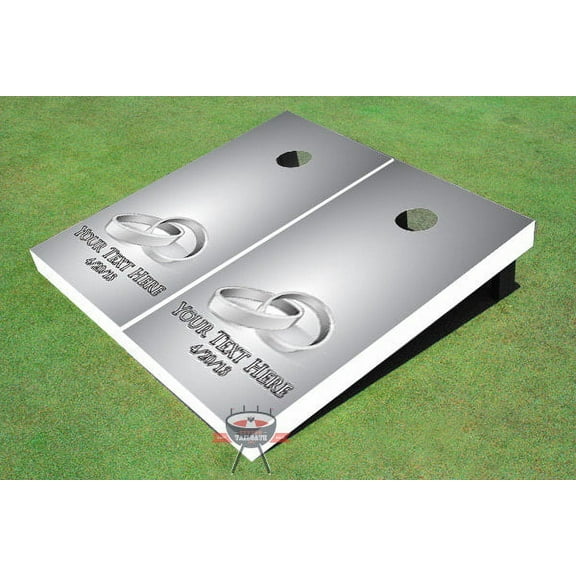 Rings Silver Wedding Themed Cornhole Boards