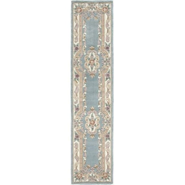 Rugs America 21535 2 ft. 3 in. x 10 ft. New Aubusson Light Green Runner Area Rug