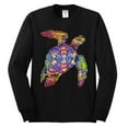 thumbnail image 2 of Wild Bobby, Colorful Rainbow Sea Turtle Animal Lover Mens Long Sleeve Shirt, Black, Small, 2 of 3