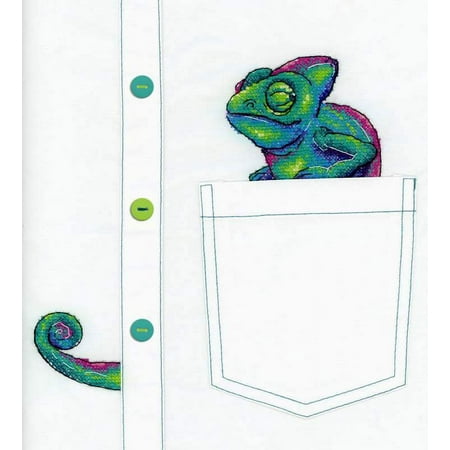 UPC: 4627128732277 | Cross-Stitch Kit Curious Chameleon SV-253 Animal Needlework Green By MP Studia Small Easy