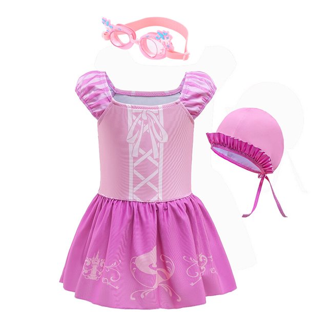 Traje de baño de princesa de Disney para niñas, Bikini de Frozen, Elsa, Rapunzel, para niños, Blancanieves, Ariel, traje de baño de una pieza para adolescentes, traje de baño de verano 4T Gao Jinjia LED